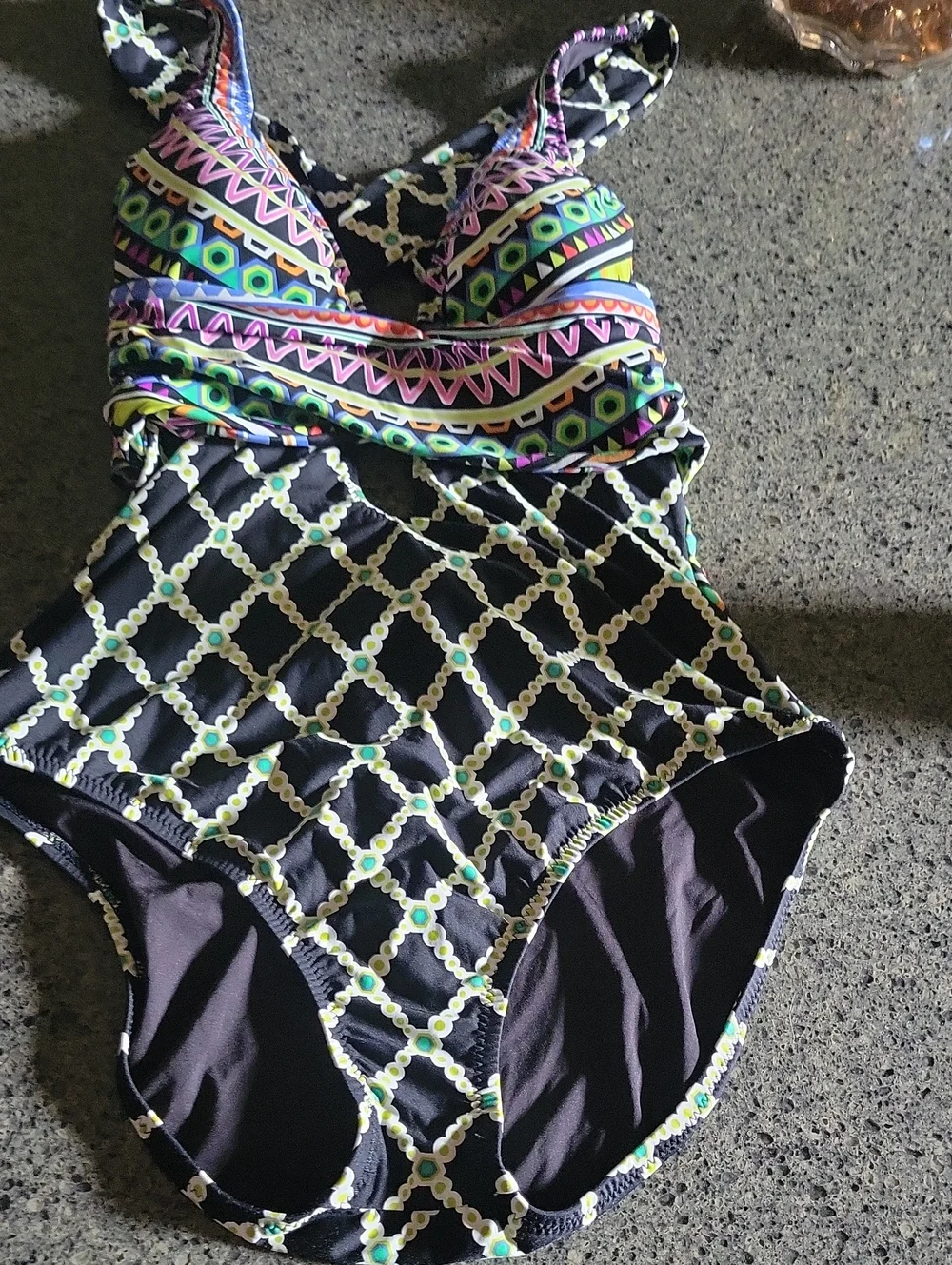 Trina Turk Black Multi-Color Patterned One-Piece Swimsuit - Picture 1 of 11